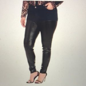 ELOQUII Cowgirl Style Denim Jeans w/ Faux Leather